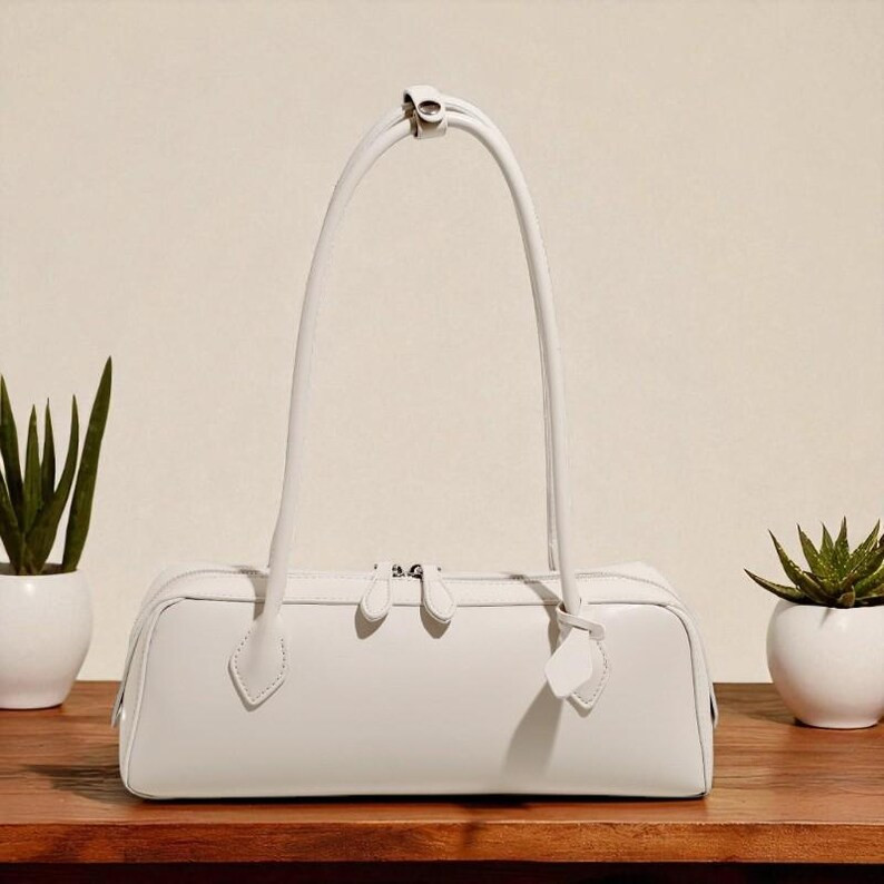 Leather Baguette Bag for Women | Vintage Inspired Shoulder Purse | Small Underarm Handbag | Elega... | Etsy (US)