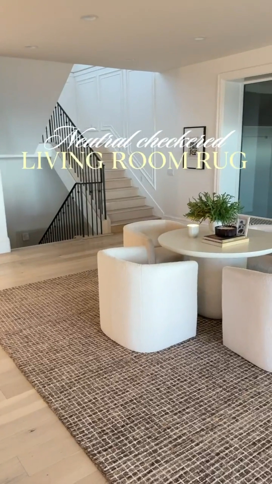 Neutral checkered living room rug from @amazonhome @amazon

Chairs from @target @targethome
Table from @cb2

#LTKFindsUnder100 #LTKHome #LTKSeasonal