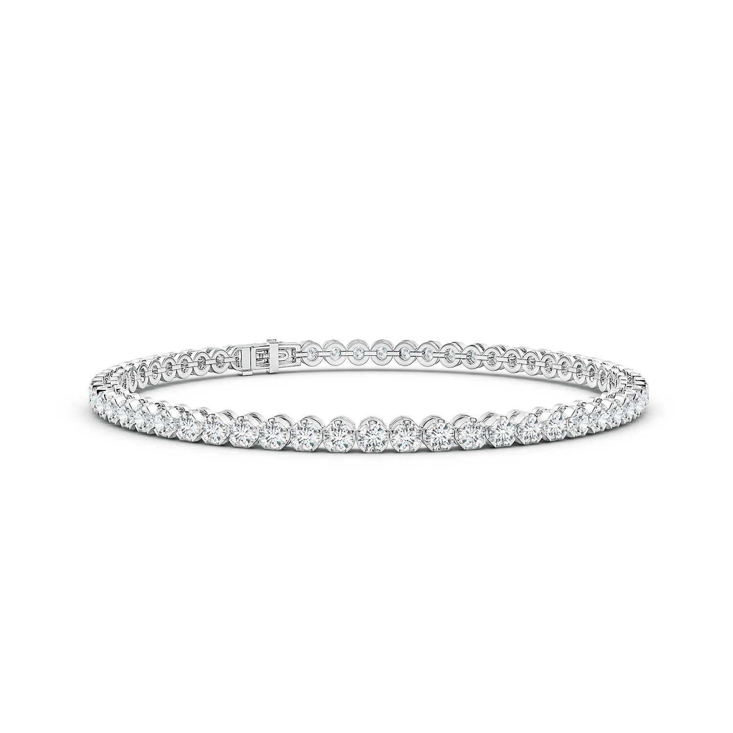 Lab-Grown Classic Round Diamond Tennis Bracelet in 14K White Gold (F-G, VS - 3.02CT. TW.) | Angar... | Angara US