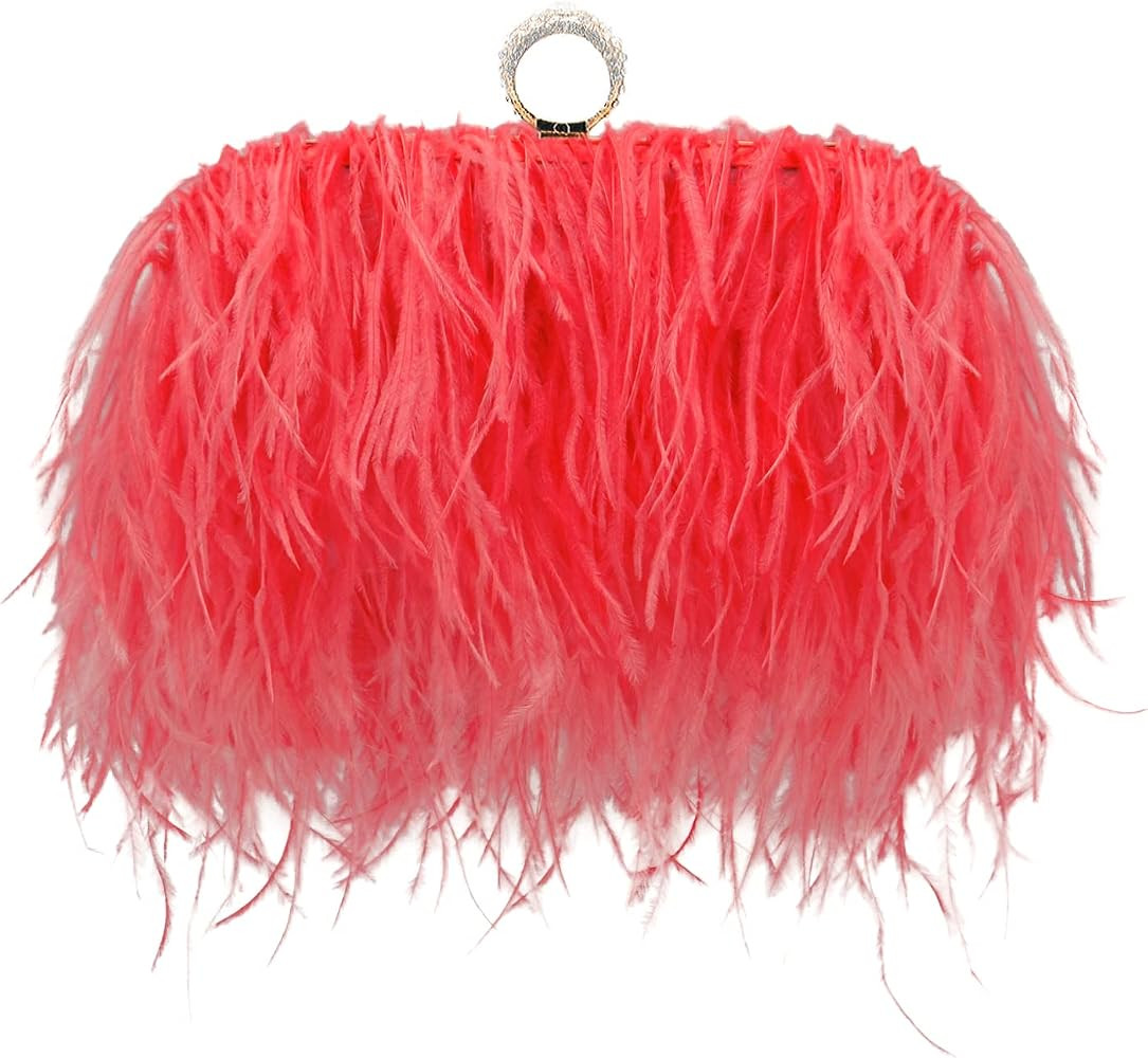 Miuco Women Feather Clutch Purse Shoulder Crossbody Bag Evening Handbags | Amazon (US)