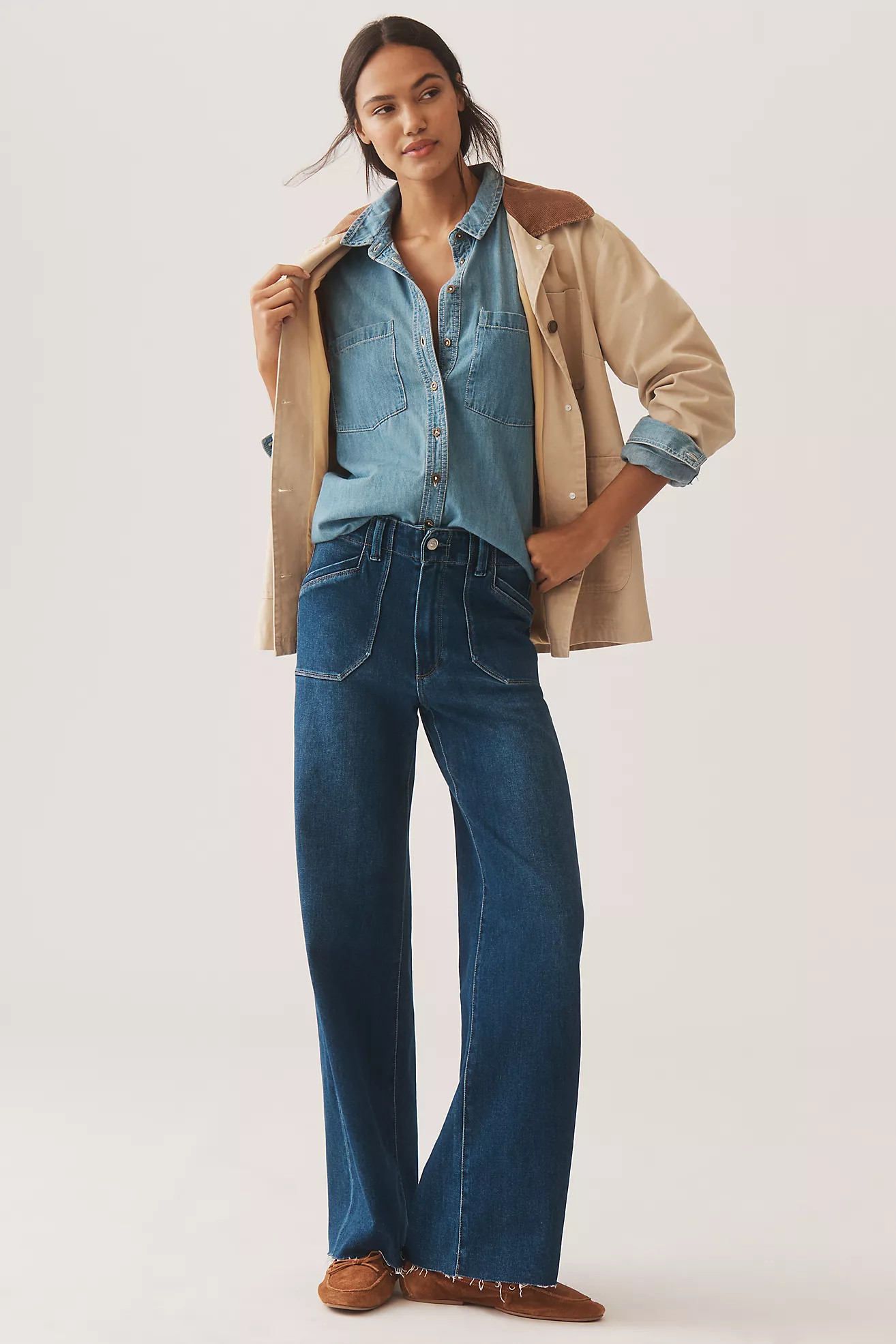 PAIGE Anessa Utility High-Rise Wide-Leg Jeans | Anthropologie (US)