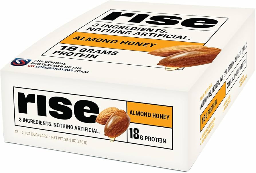 Rise Breakfast Whey Protein Bars Almond Honey, 18g Protein, 2.01 oz (12 Pack) | Amazon (US)