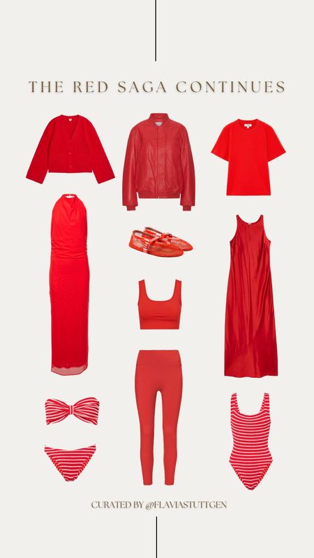 Spring Summer Outfit Inspiration, Red Dress, Red Adanola Set, Striped Bikini, Red Jacket, Outfit Inspiration, Red Striped Swimsuit 

#LTKSeasonal #LTKstyletip #LTKeurope