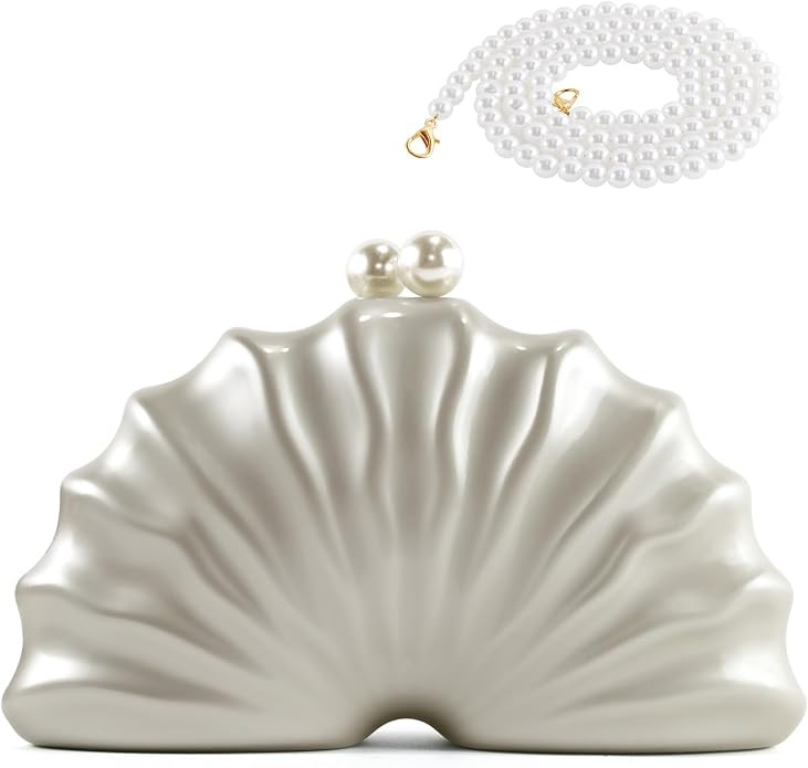 Acrylic Seashell Clutch Purse for Women, Elegant Marble Evening Bag, Wedding Party Clutch Handbag... | Amazon (US)