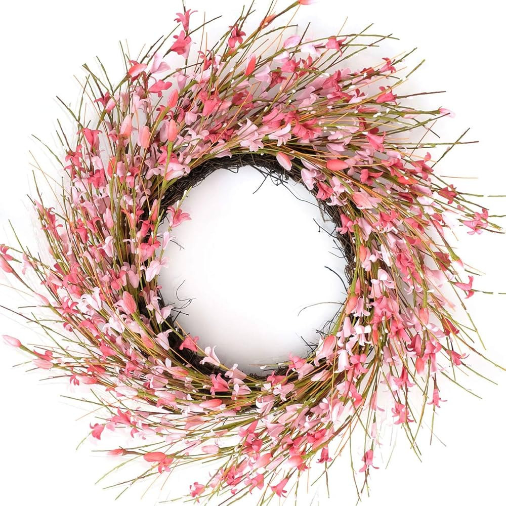 Bibelot 18inch Artificial Forsythia Flower Wreath, All Year Around Wreath for Front Door, Wedding... | Amazon (US)