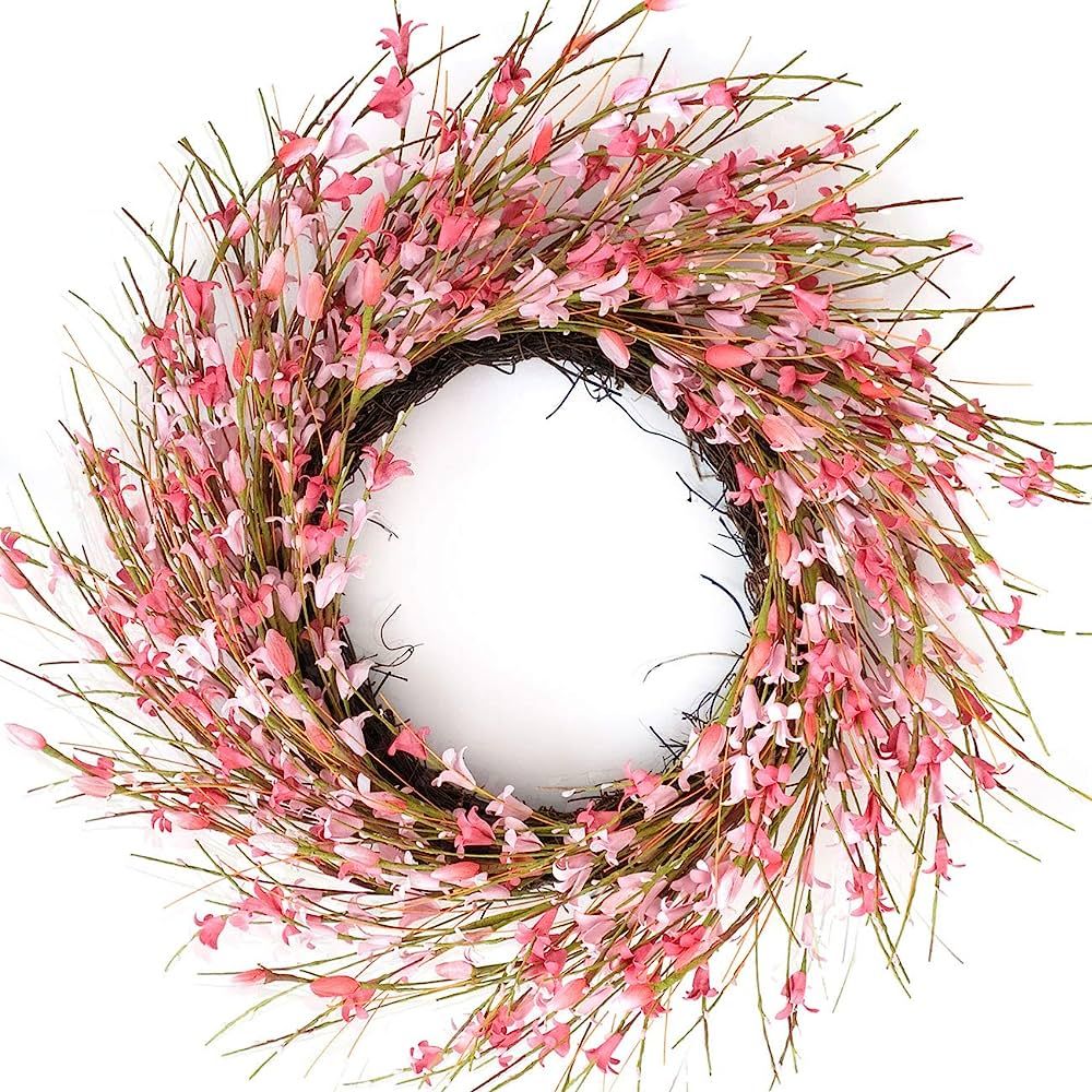 Bibelot 18inch Artificial Forsythia Flower Wreath, All Year Around Wreath for Front Door, Wedding... | Amazon (US)