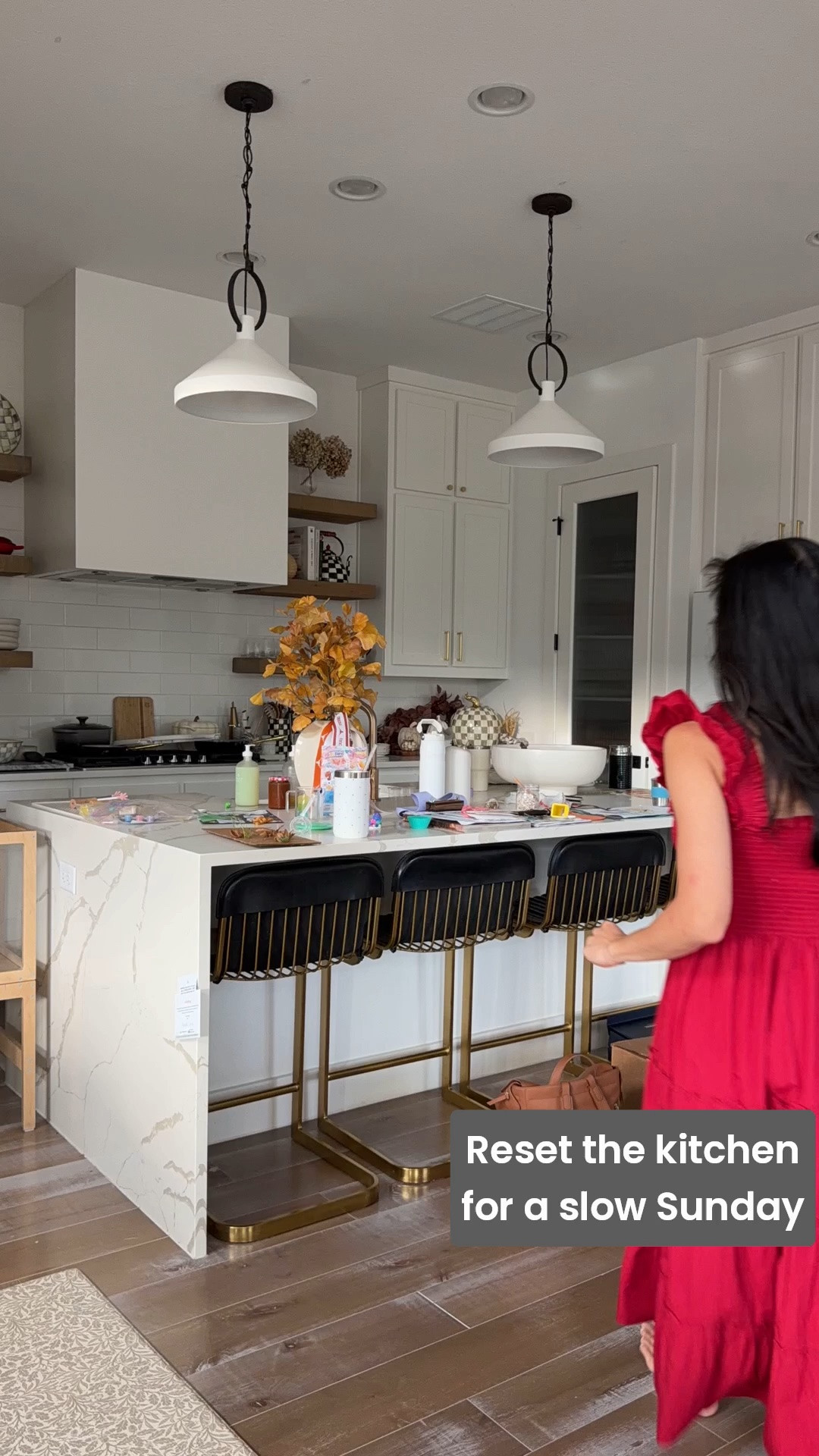 Resetting our kitchen for a slow Sunday. This took eight minutes and completely transformed our “command center” and our attitude. Linking our kitchen decor, leather counter stools, fall kitchen decor and more.

#LTKdayinmylife #LTKHome