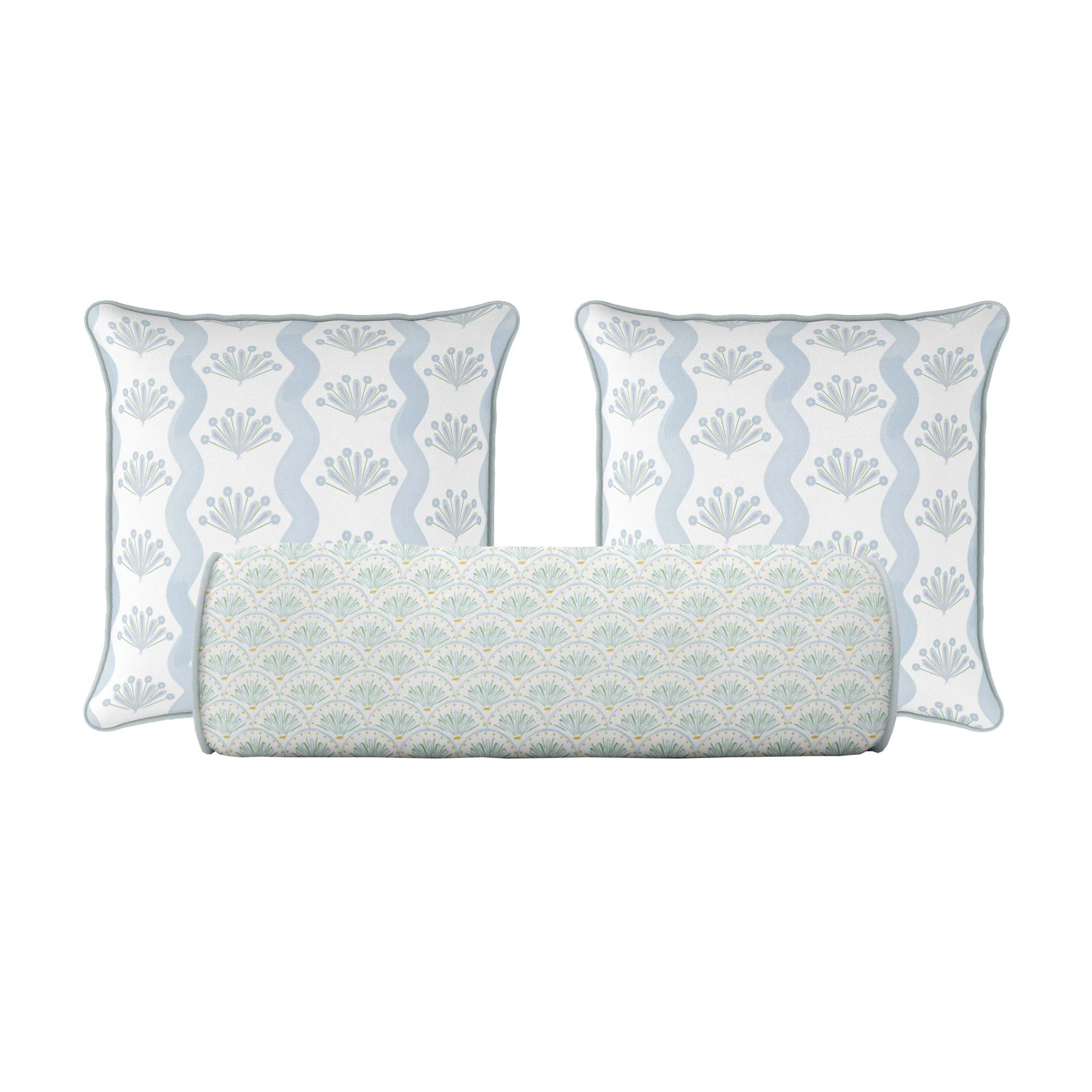 Bed Pillow Set Blue Riviera Green Valencia | Ciélle Home | Cielle Home