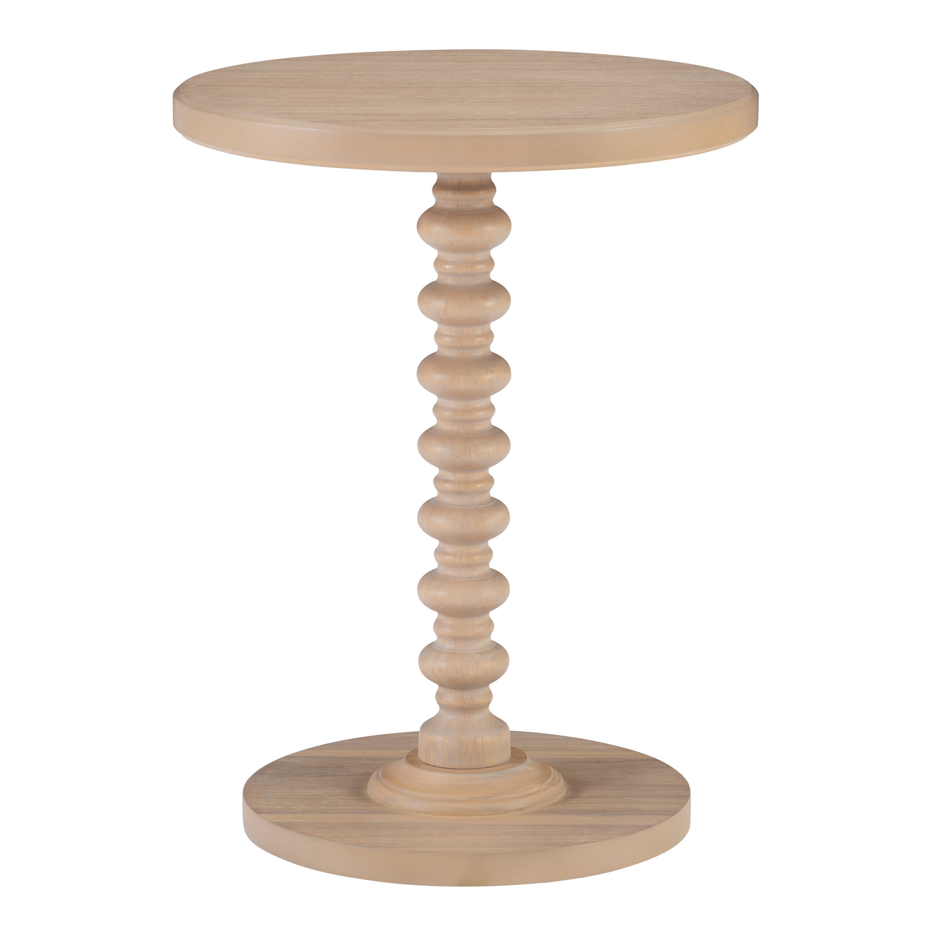 Round Wood Bobbin Pedestal End Table | World Market