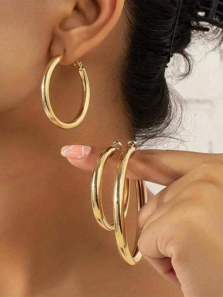 Gold Hoops Earrings  | SHEIN