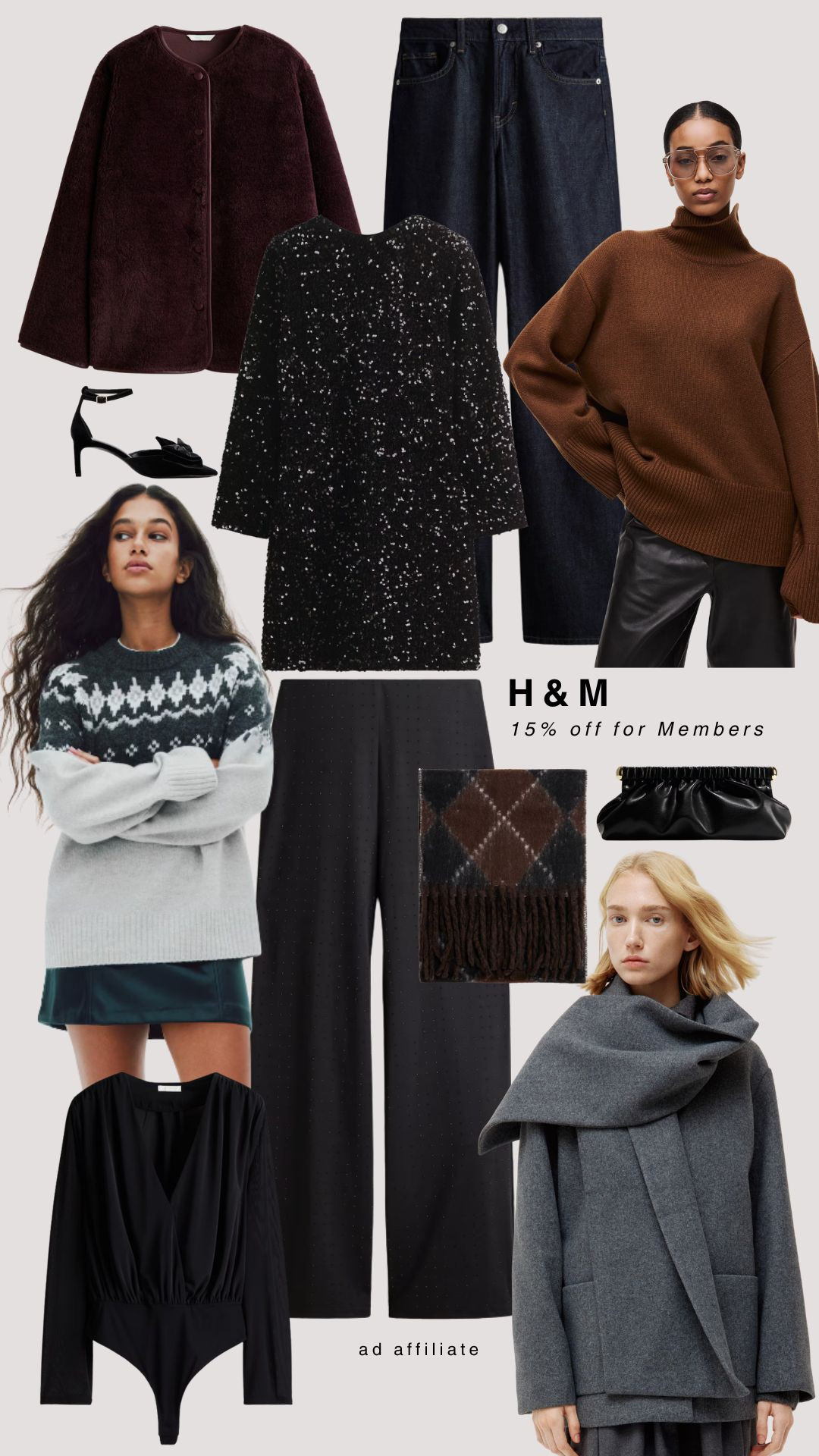 H&M 15% off Members!

Winter Fashion, Winter Style, Winter Outfit, Autumn Outfit, Autumn Style, Partywear, Party Season, Bodysuit, Scalf, Bow Shoes, Sequin Dress, Faux Fur Coat, Cashmere Jumper 

 #LTKuk #LTKautumn #LTKwinter