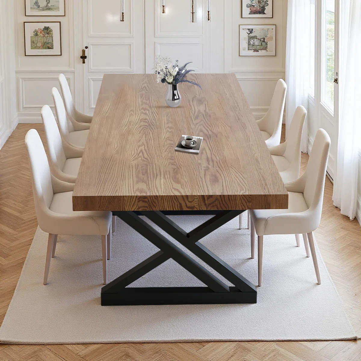 Modern Industrial-Style Solid Wood Dining Table | Wayfair North America