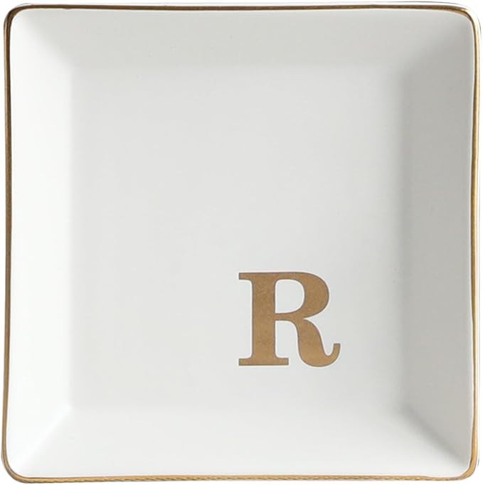 COLLECTIVE HOME - Ceramic Jewelry Tray, Monogram Decorative Trinket Dish for Rings Earrings Neckl... | Amazon (US)