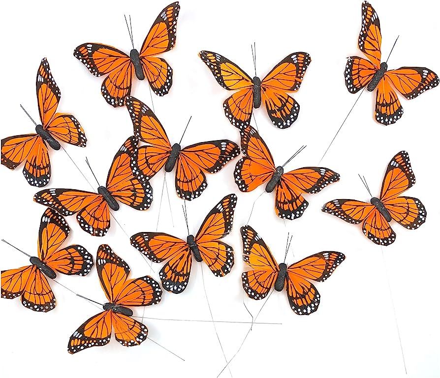 12 Monarch Butterfly Picks 5" - Premium Artificial Butterflies for Décor, Garland, Centerpiece | Amazon (US)