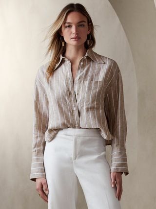 The Boxy Cropped Linen Shirt | Banana Republic (US)