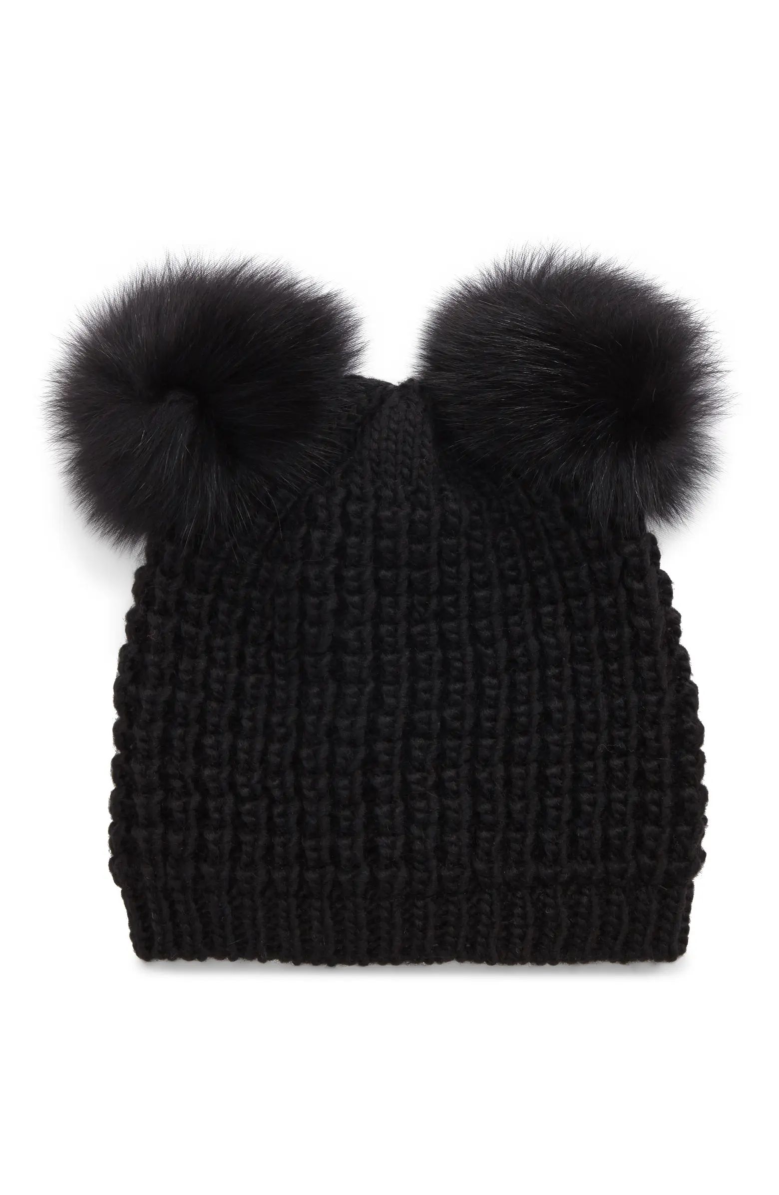 Genuine Fox Fur Pompoms Hat | Nordstrom