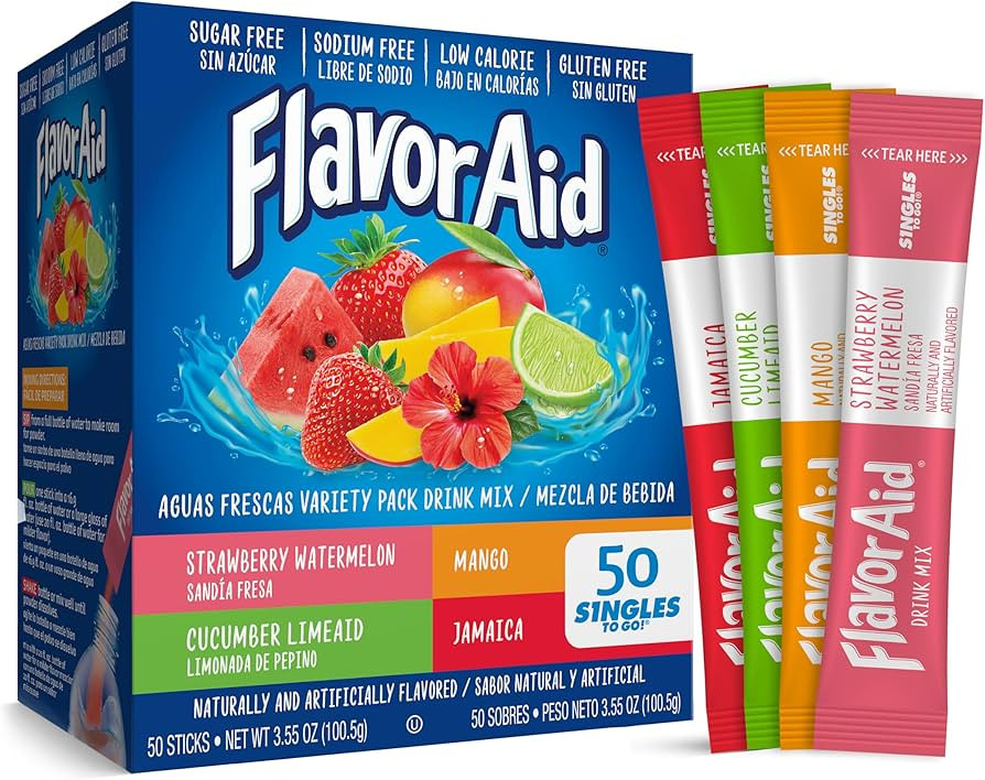 Flavor Aid Aguas Frescas Singles To Go Variety Pack, Powdered Drink Mix, 1 Box (50 Single Serving... | Amazon (US)