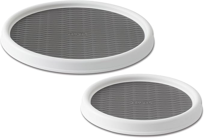 Copco 5220593 Non-Skid Pantry Cabinet Lazy Susan Turntable, 9-Inch and 12-Inch, White/Gray, 2-Pac... | Amazon (US)