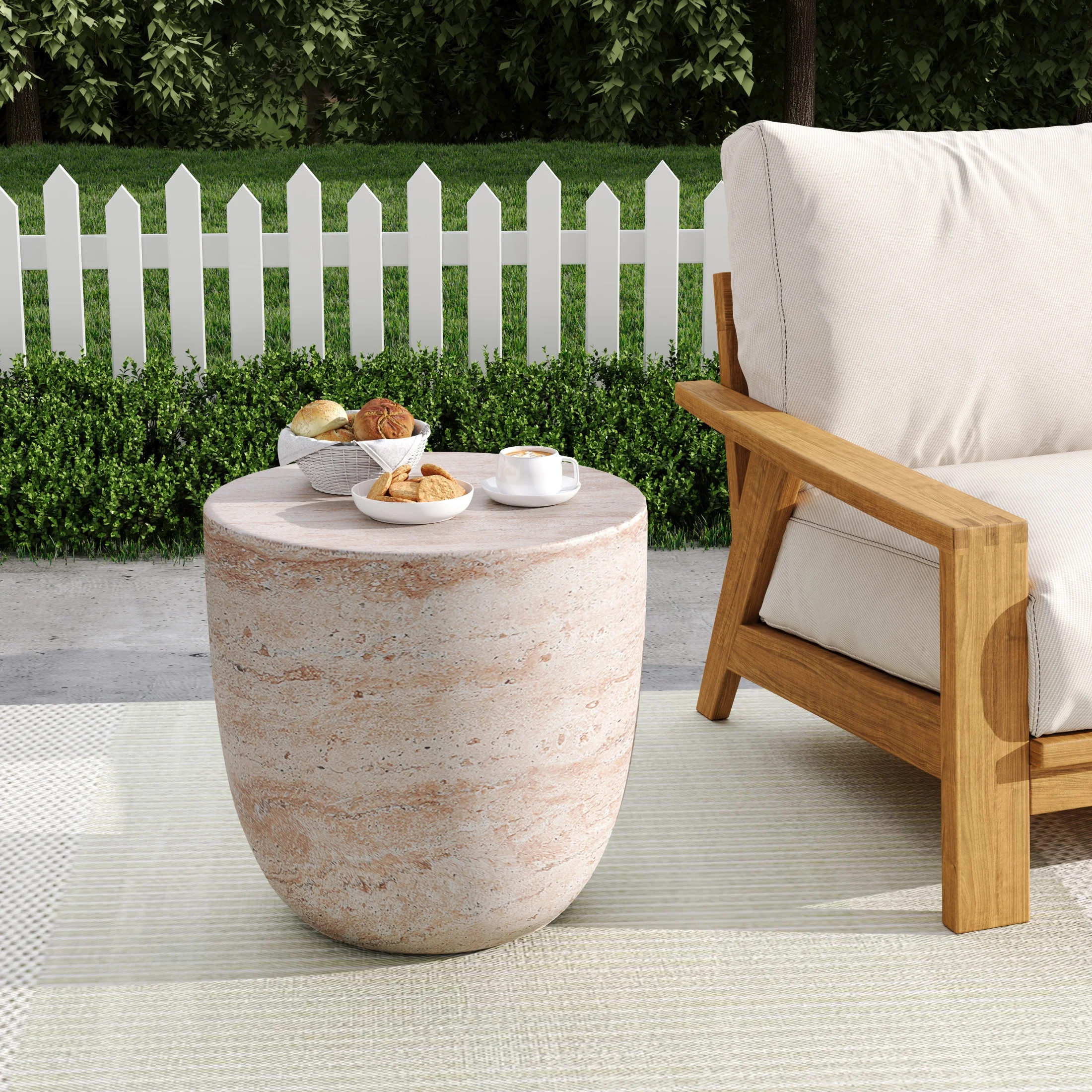 Christopher Knight Home Elegant 15.5" Outdoor Lightweight Concrete Barrel Side Table, Travertine ... | Walmart (US)