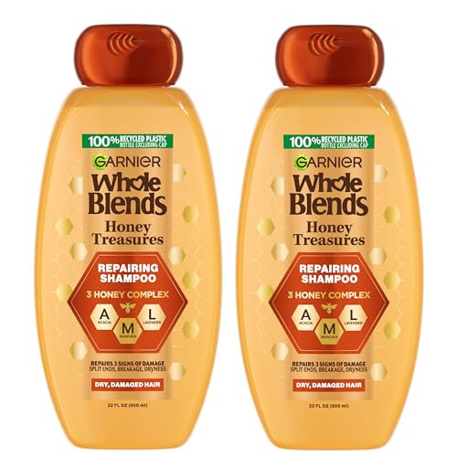 Garnier Whole Blends Honey Treasures Repairing Shampoo, for Dry, Damaged Hair, 22 Fl Oz, 2 Count (Packaging May Vary) | Amazon (US)