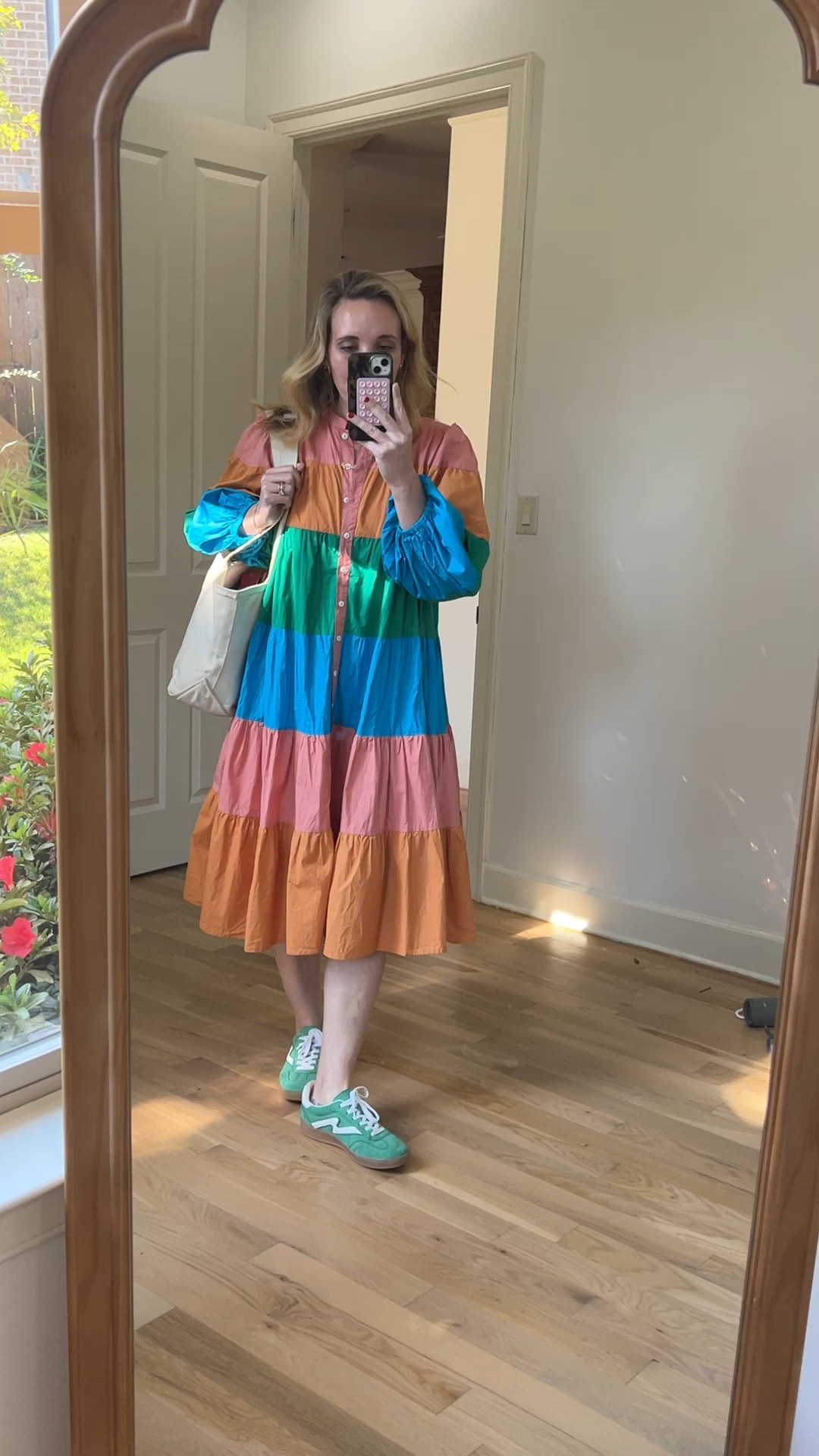 Such a happy dress and colorful sneakers! 

#LTKMidsize #LTKVideo