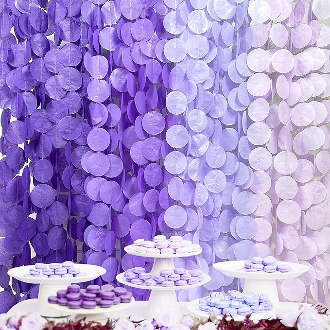 205Ft Lavender Party Decoration Ombre Purple Polka Dot Backdrop Streamer Tissue Paper Circle Dot ... | Amazon (US)