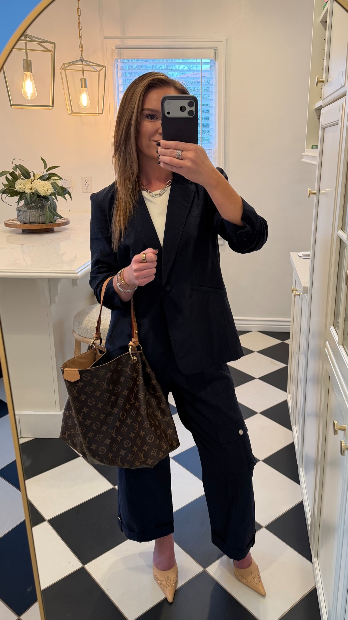Matching set kind of day. Cinq à Sept suit with Jeffrey Campbell kitten heels and simple Amazon jewelry.

#OOTD #BusinessCasual #CorporateStyle #WorkWear #WorkBag #WorkOutfit #OfficeOutfit #OfficeStyle #Reformation #MatchingSet #PowerSuit #BrownWorkPants #WorkPants #JeffreyCampbell #KittenHeels #LouisVuitton #OutfitInspo #OutfitIdeas #Navy #KittenHeels #AmazonFinds #ChainNecklace #SilverJewelry
Women’s work outfit inspo

#LTKootd #LTKWorkwear #LTKPetite