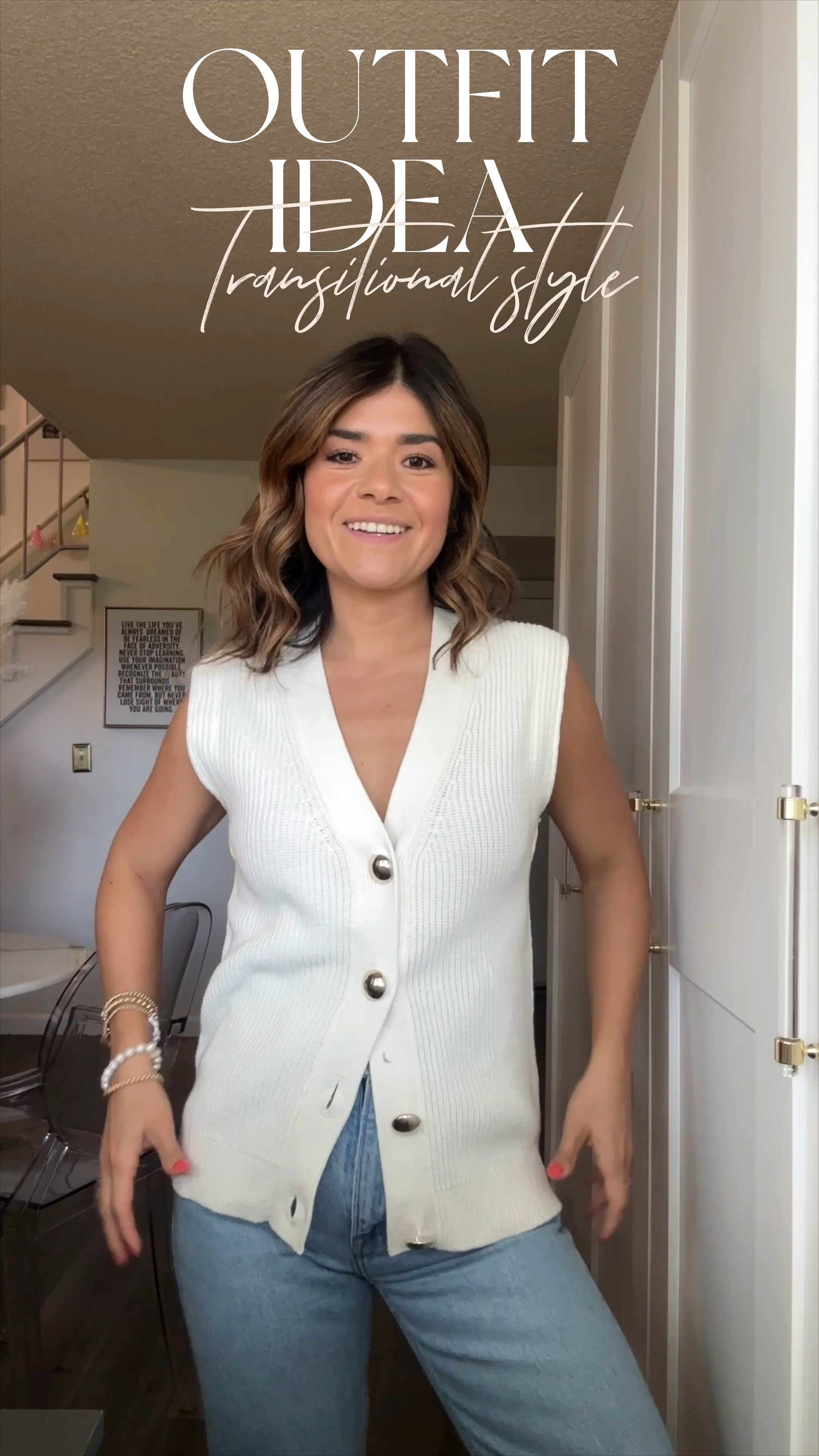 Grab this adorable knit vest while it lasts! Wearing size xs! Take 20% off right now!!
Vest size xs
Jeans size 24 short. They are 15% off right now! 


#LTKFindsUnder50 #LTKFindsUnder100 #LTKSaleAlert