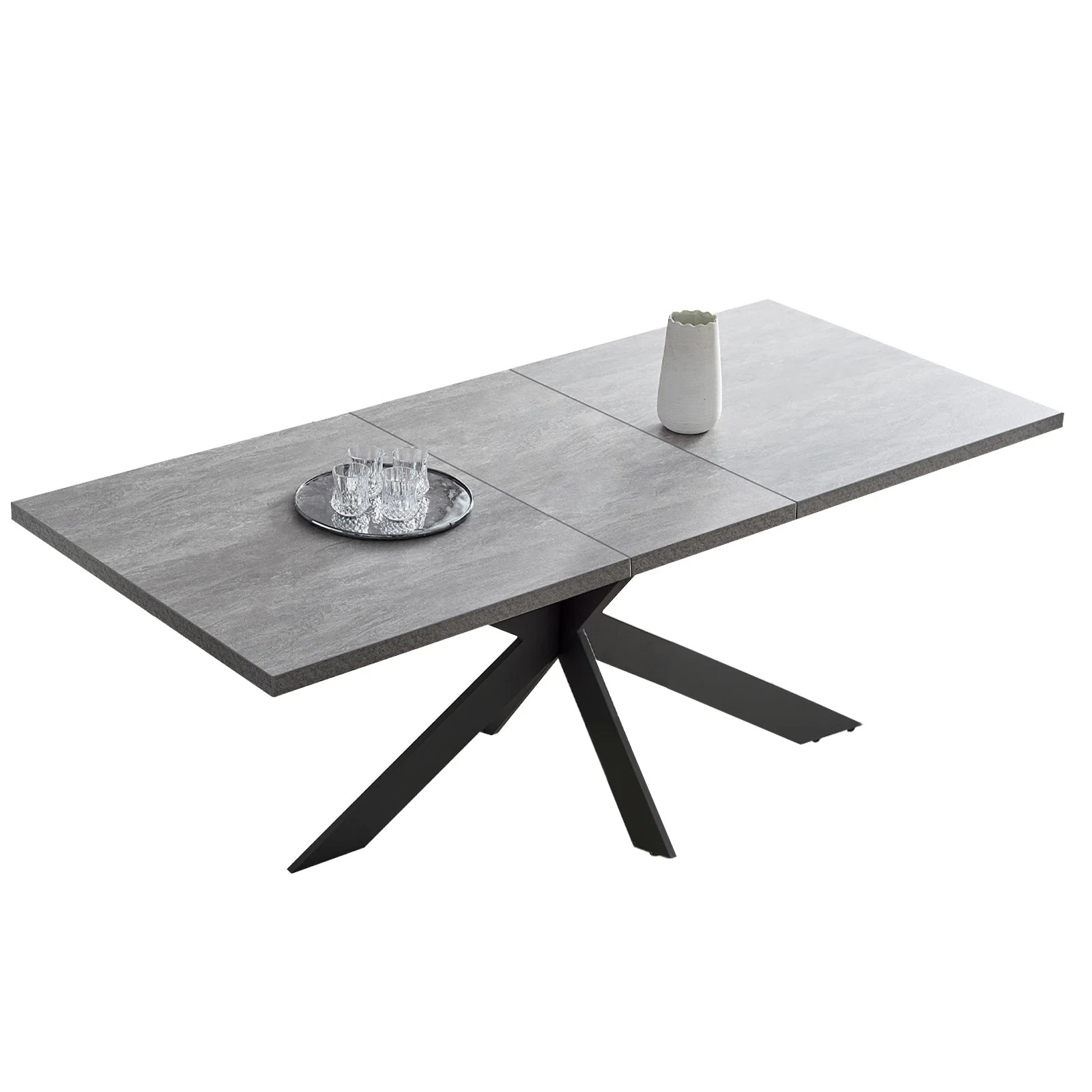 jiexi 78.7 in. Extendable Rectangle MDF Dining Table for 6-8 Person with Carbon Steel Legs & Revi... | Wayfair North America