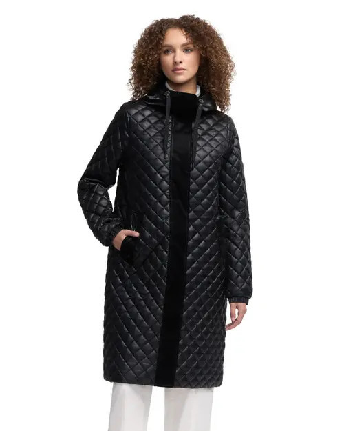 Pajar Peridot Diamond Quilted Longline Shacket in Black at Nordstrom, Size Small | Nordstrom