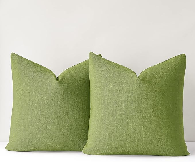 Mixhug Juego de 2 fundas de almohada decorativas de lino para sofá y cama, color verde musgo, 24... | Amazon (US)