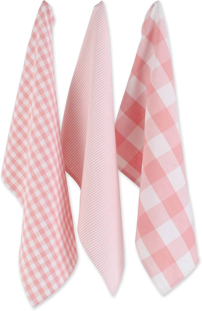 DII Gingham Check Kitchen Collection, Pink, Dishtowel Set | Amazon (US)