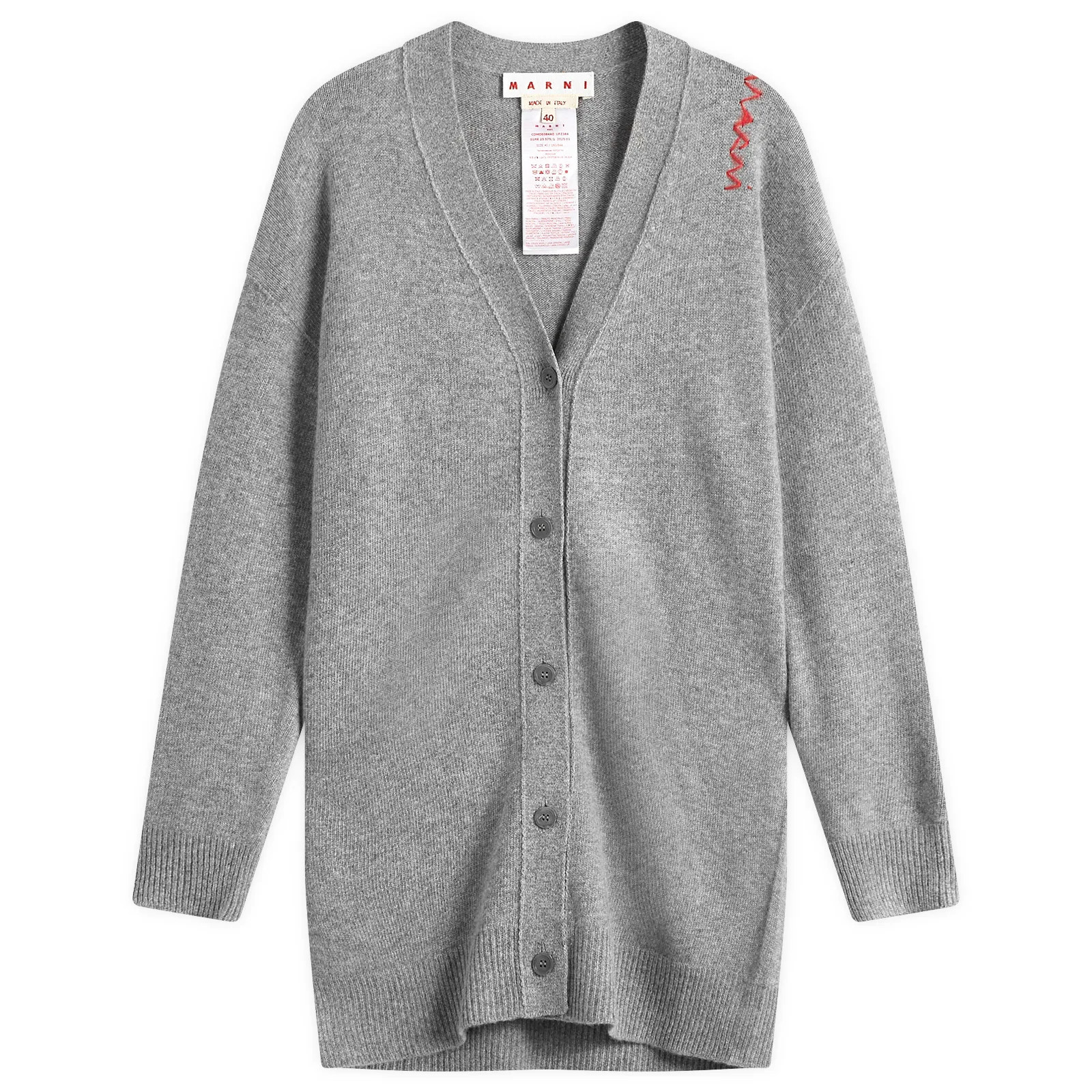 Marni Women's Long Sleeve Knitted Cardigan in Neutral Grey, Size X-Large | END. Clothing