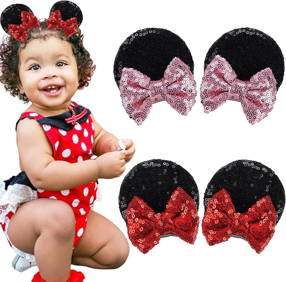 Ayesha Mouse Ears Hair Clips Halloween Mouse Ears for Toddler Girls Sequin Mouse Bows Barrettes H... | Amazon (US)
