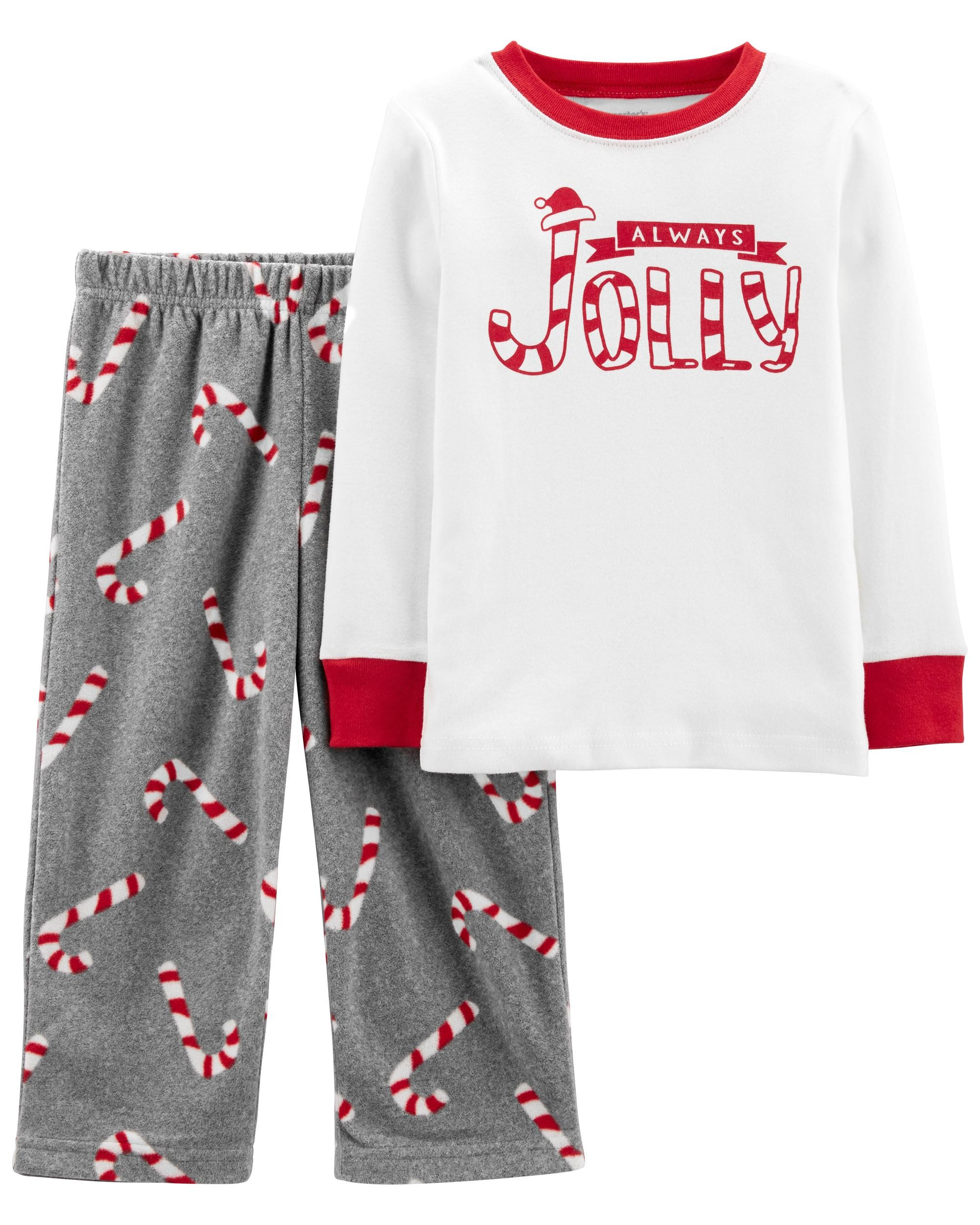 2-Piece Candy Canes Cotton & Fleece PJs | Carter's