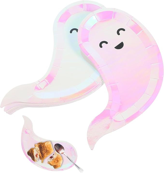 Beavorty 8Pcs Halloween Plates Ghost Disposable Paper Dinner Plates Ghost Paper Plates Halloween ... | Amazon (US)