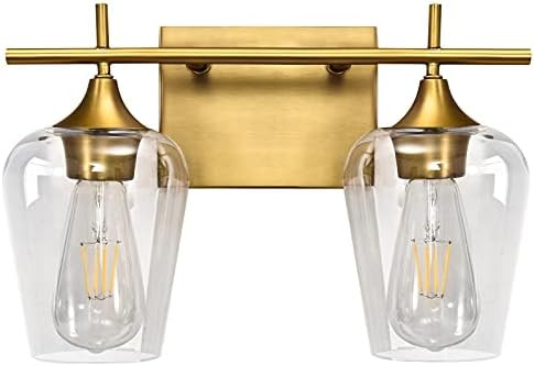 Vanity Lights Fixtures, Zicbol 2 Light Bathroom Light, Brass Gold Bathroom Lighting Fixtures Over... | Amazon (US)