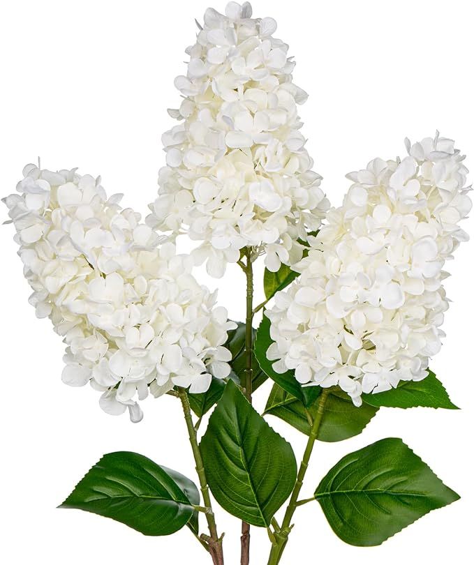 3PCS Fake Flowers Hydrangea White Artificial Flowers 28" Long Stem Faux Flowers for Vase, Real To... | Amazon (US)