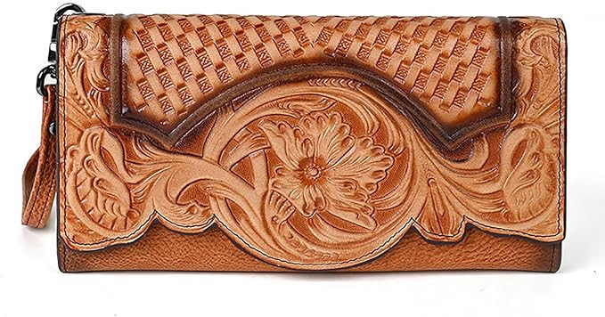 Women's Wallet Genuine Leather Snap Wallets Vintage Purse Organizer Clutch Bag with Wristlet | Amazon (US)