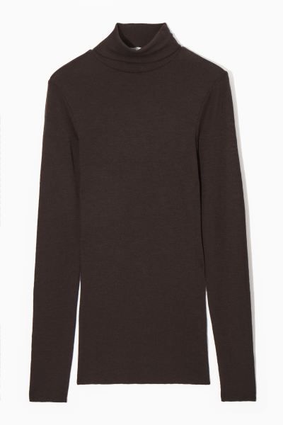 ROLLKRAGENOBERTEIL AUS MERINOWOLLE  - DUNKELBRAUN - Ladies | H&M AT | H&M (DE, AT, CH, DK, NL, NO, FI)