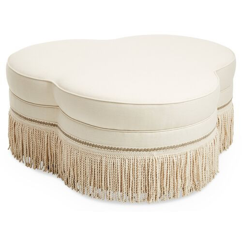 Portsmouth Ottoman - Cream Linen - Beige | Footstool, Footrest, Low Seat - Ideal Storage, Decor, Furniture | One Kings Lane