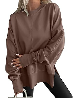 ANRABESS Women Oversized Sweatshirts Thumbhole Long Sleeve Hoodies Shirts 2025 Fall Side Slit Pul... | Amazon (US)