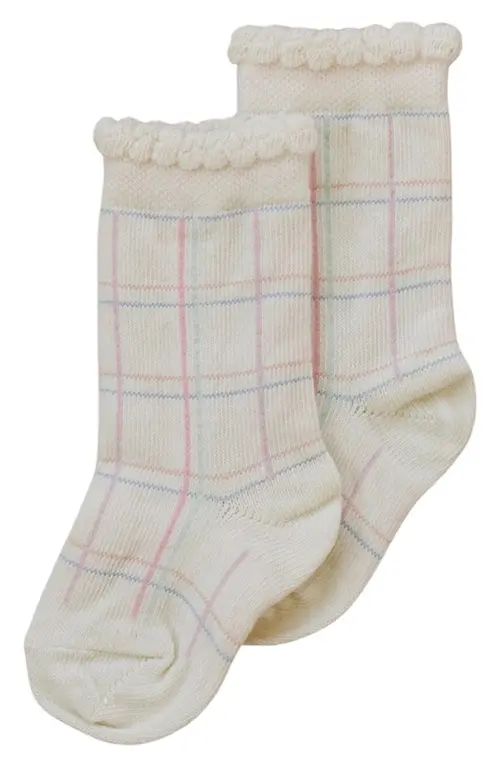 Olivia J Kids' Check Knee High Socks in White at Nordstrom, Size 3-5Y | Nordstrom