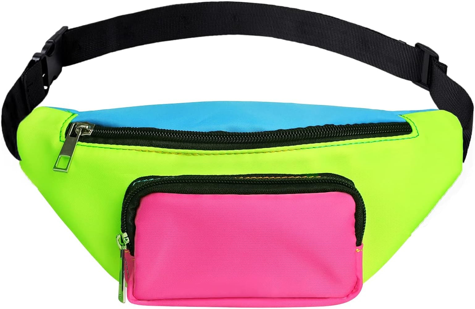 Three Pockets Neon Retro 80s Fanny Pack for Women Men Travel Festival Theme Party Vintage Rave Ac... | Amazon (US)