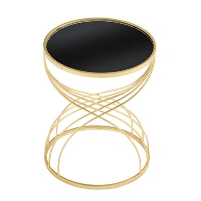 Black Mirror Top Side Table With Stable Golden Metal Construction For Backyard Stylish Decoration And Support All Purposes | Wayfair North America