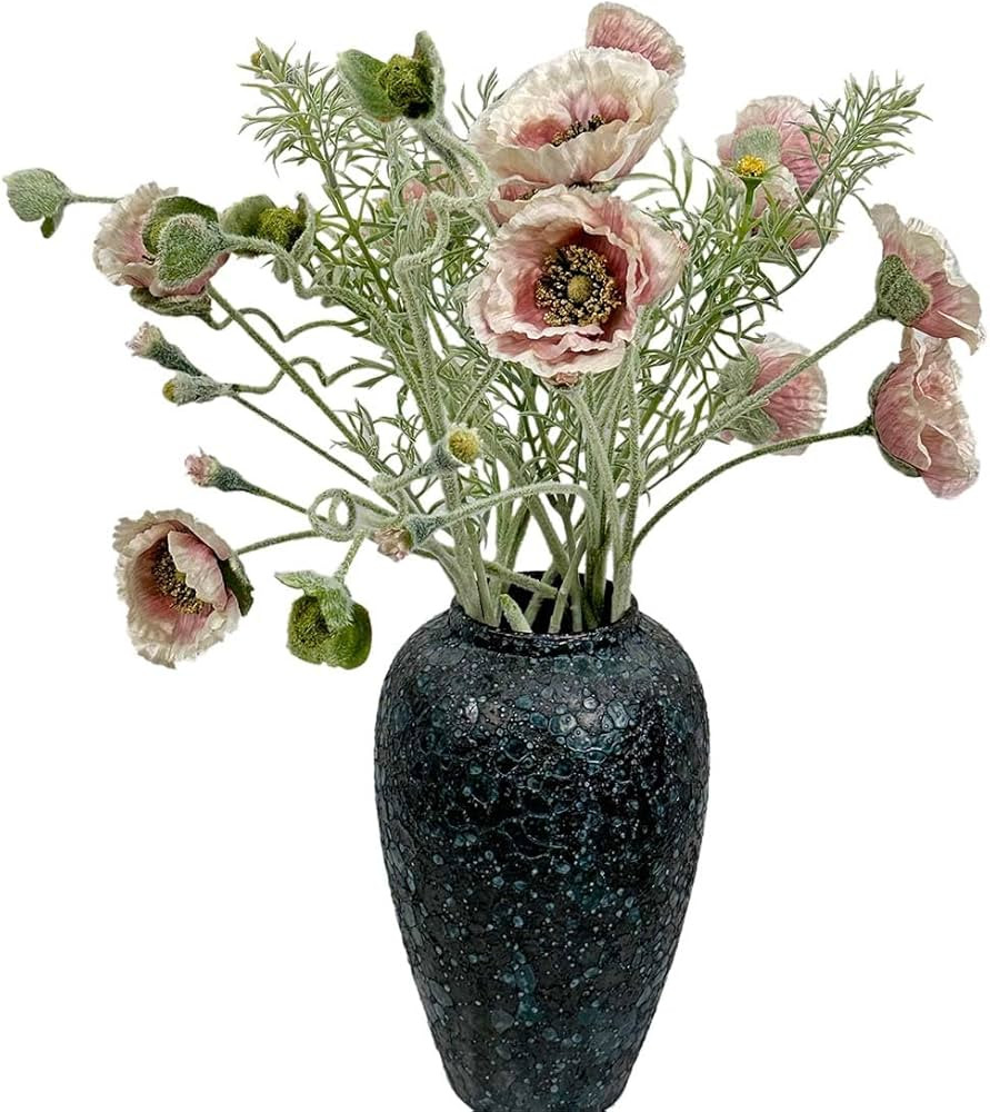 9 Poppies and Daisies Artificial Flowers with Long Stems for Tall Vase, Faux Real Touch Soft Pink... | Amazon (US)