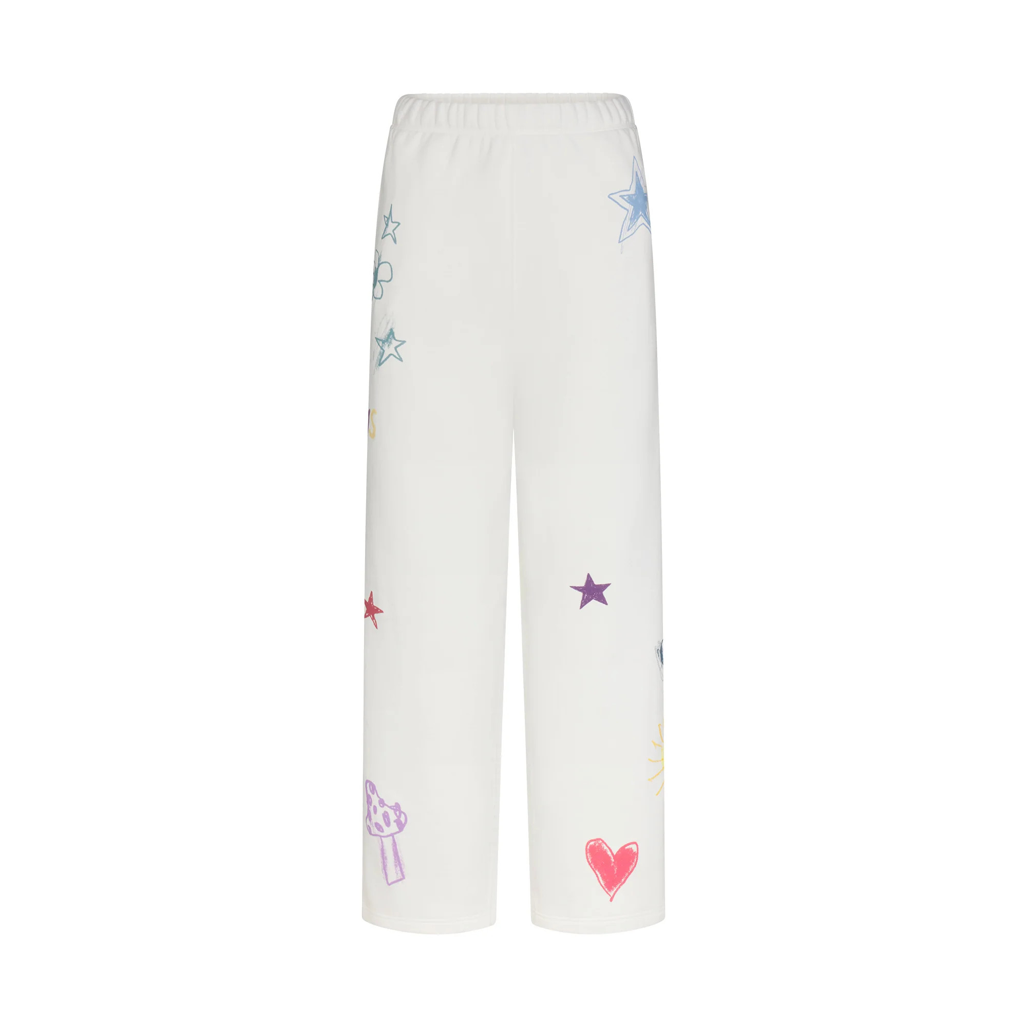 COTTON FLEECE CLASSIC STRAIGHT LEG PANT | MARBLE MULTI DOODLE PRINT | SKIMS | SKIMS (US)