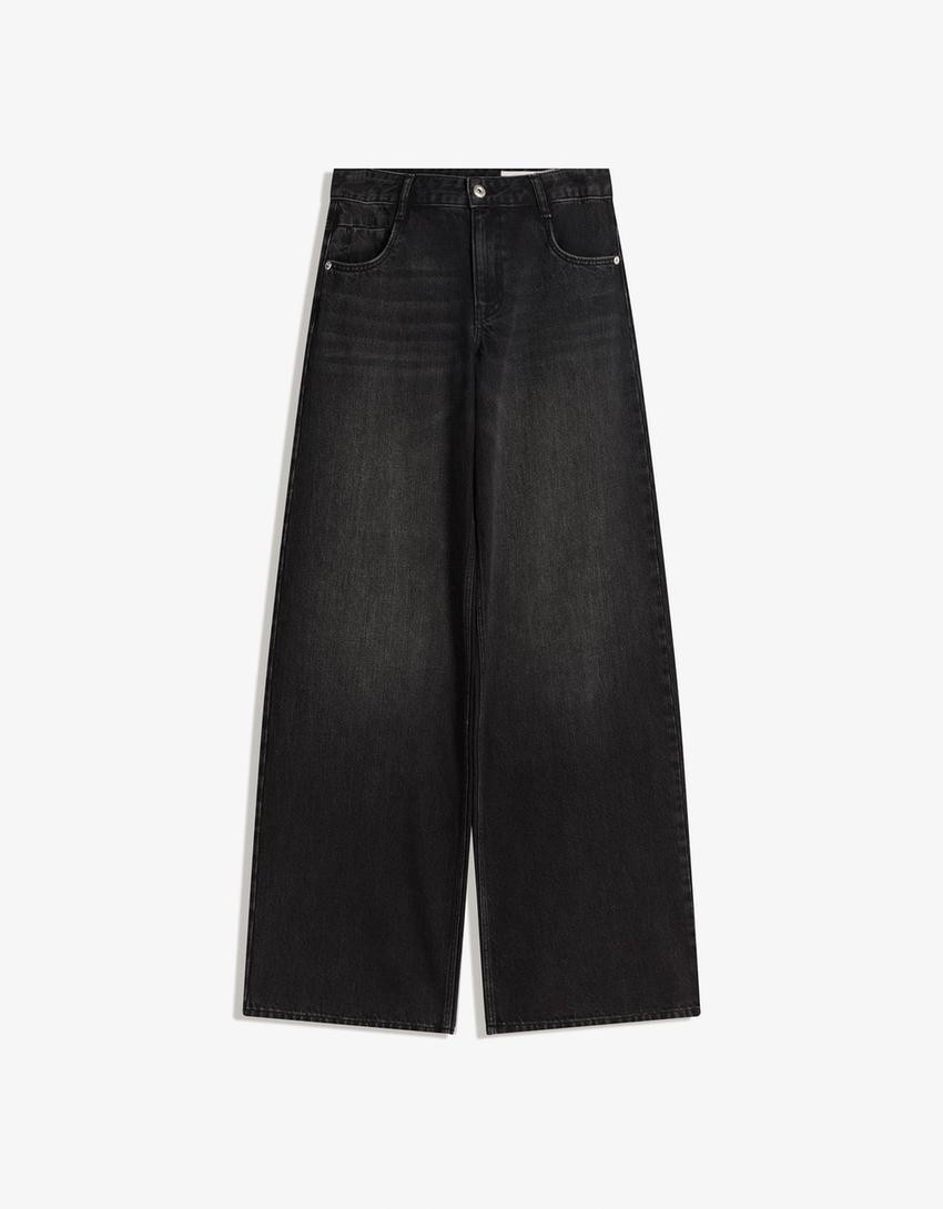 Wide-leg low-waist jeans - Trousers - BSK Teen | Bershka GB