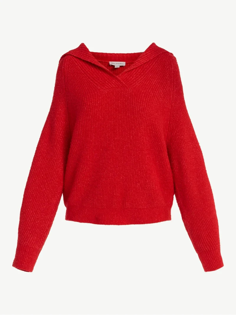 Free Assembly Women's V-Collar Sweater with Long Sleeves, Midweight, Sizes, XS-XXL | Walmart (US)