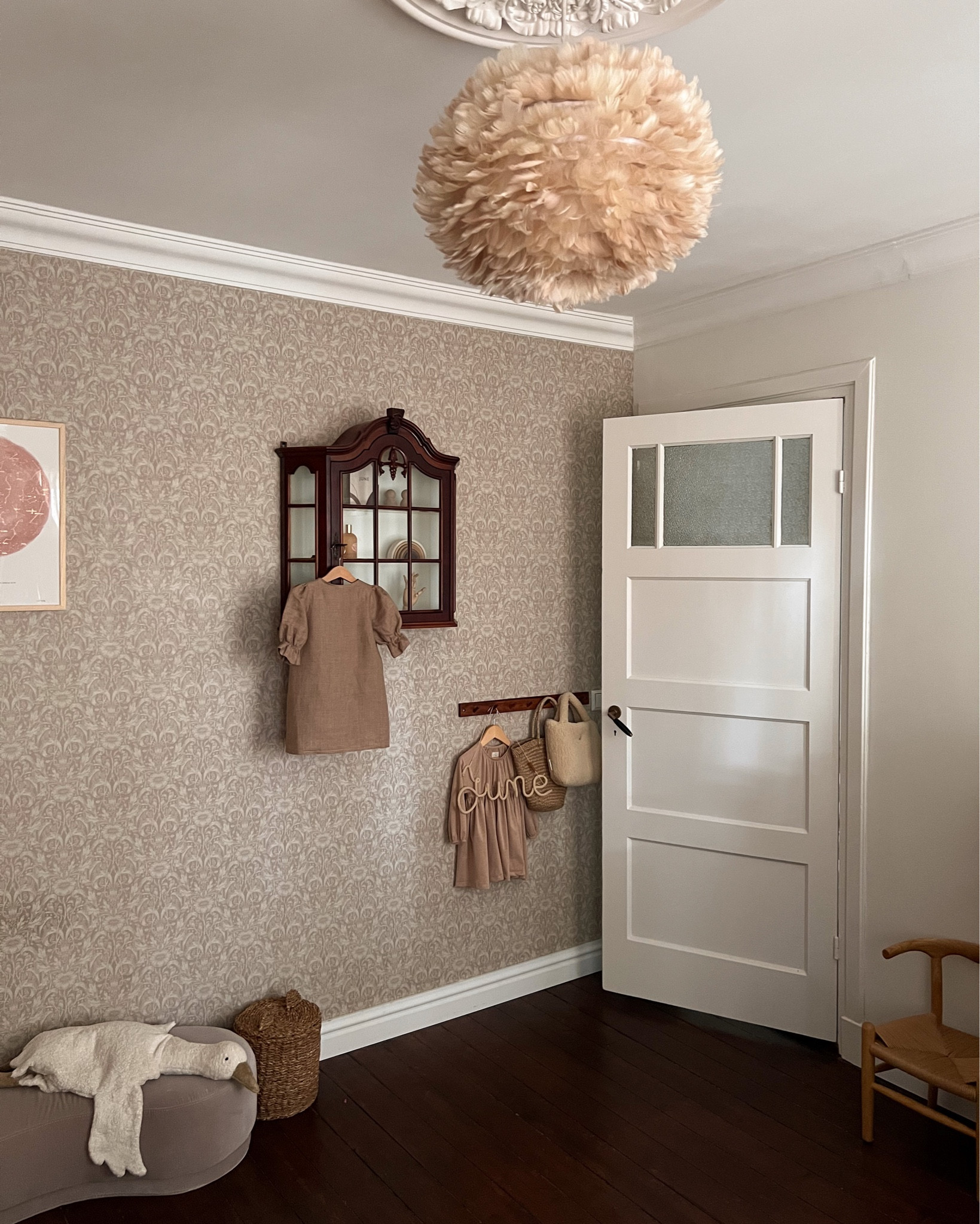 The kids room. I’m so in love with the dreamy, vintage vibe that we created here.

Vintage, dreamy, girly, birthposter, goose plush toy, kids furniture, pink room, pink dress, girls dress, kids interior, feather light, feather lamp, wooden chair, basket, nursery, kids playroom, children, flower wallpaper, vintage wallpaper, wooden floor

#LTKhome #LTKbaby #LTKkids